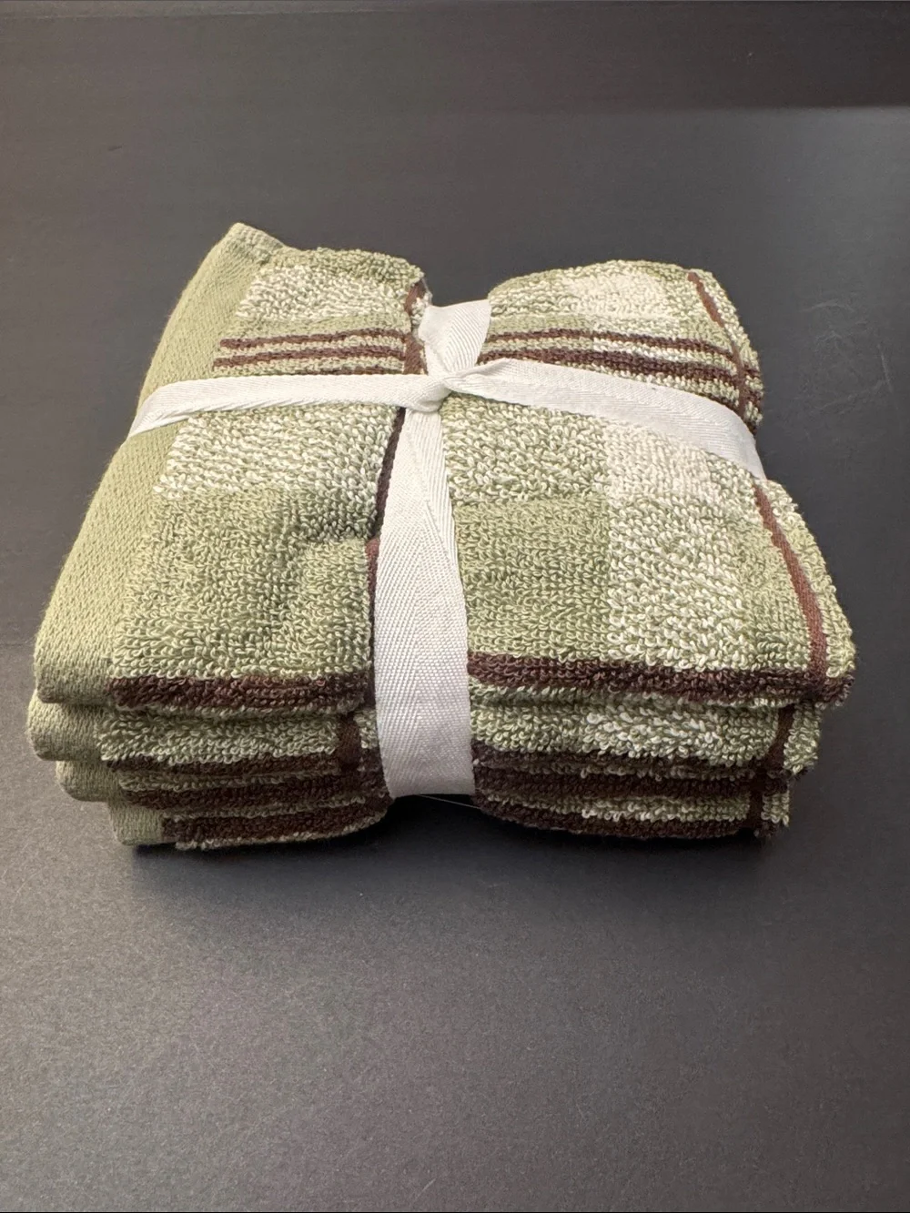 8pc BROOKS BROTHERS 100% Cotton Plaid Bath Towel Set - Sydney Plaid - Sage/Brown